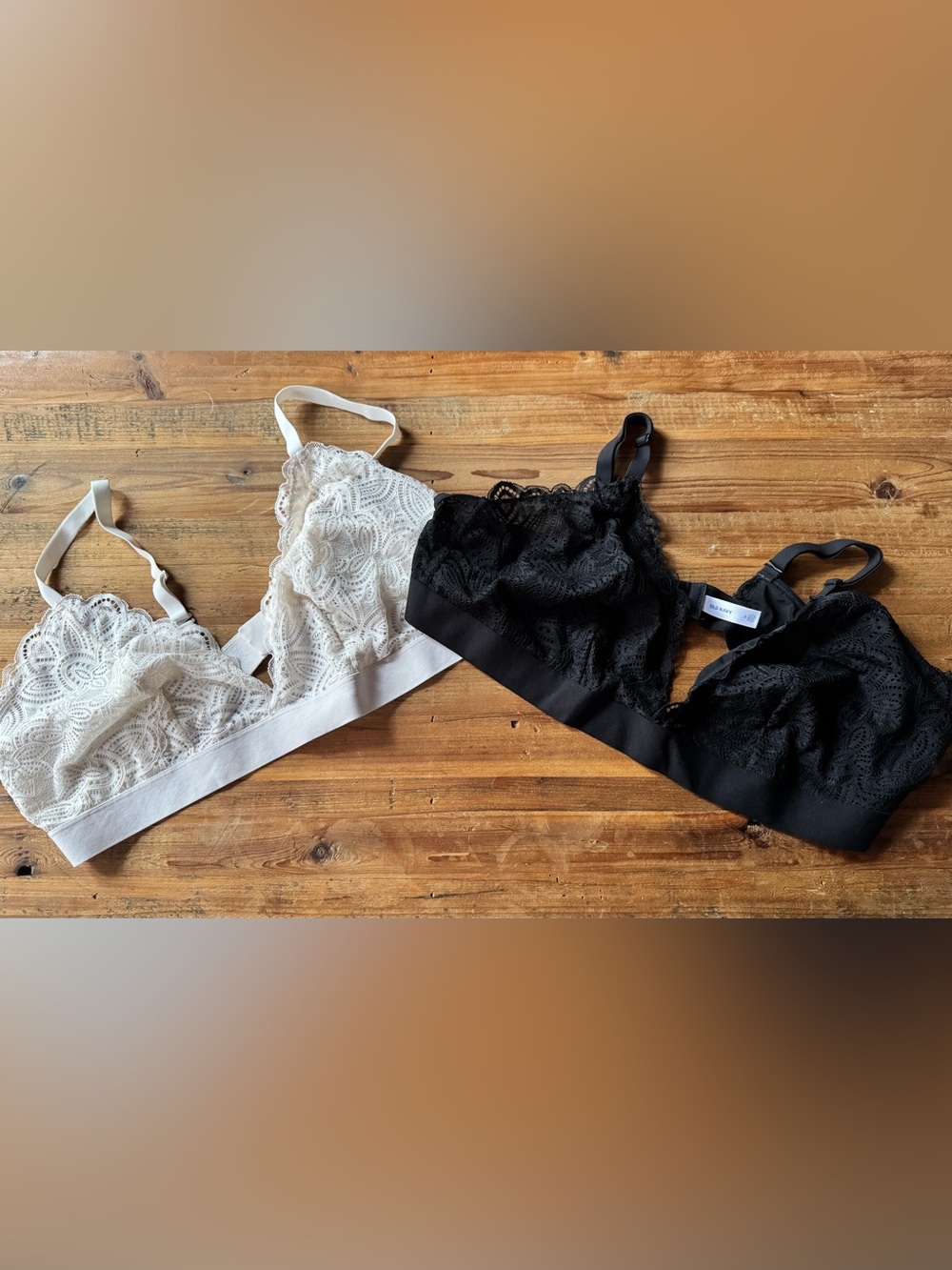 Old Navy Lace Bralette 2-Piece Bundle- White and Black